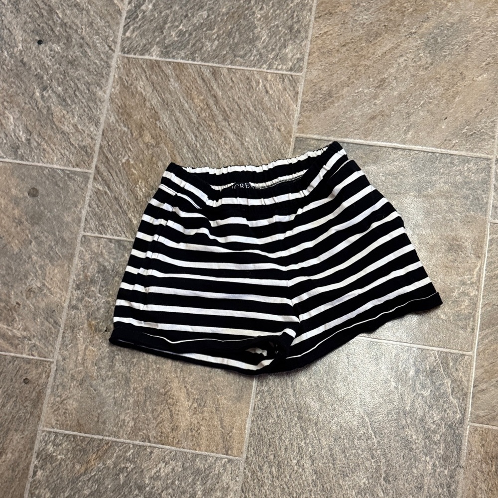 J. Crew Women's Black and White Striped Athletic Shorts